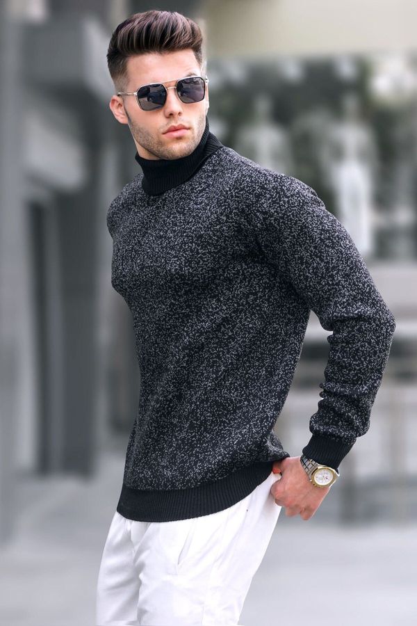 Madmext Madmext Black Patterned Turtleneck Knitwear Sweater 5765