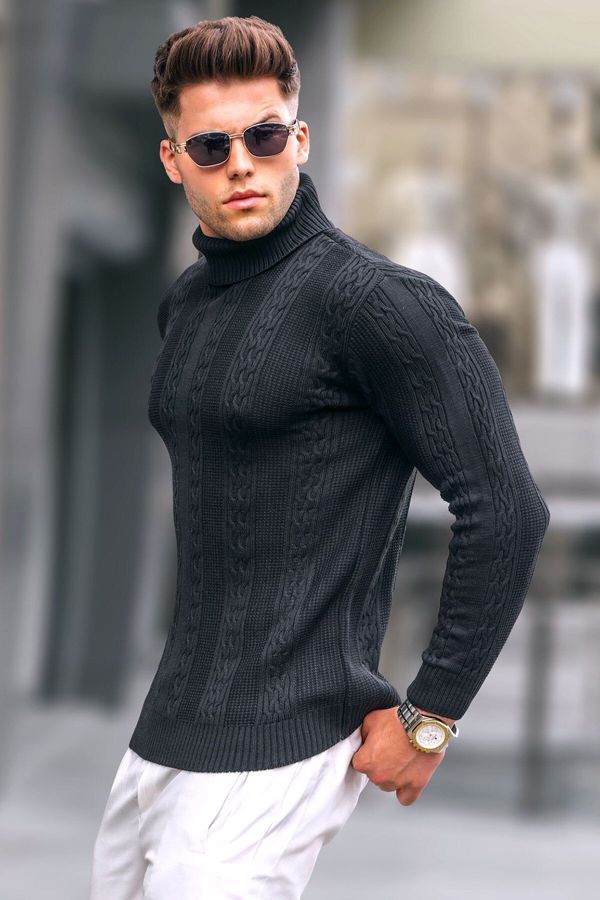 Madmext Madmext Black Patterned Turtleneck Knitwear Sweater 5769