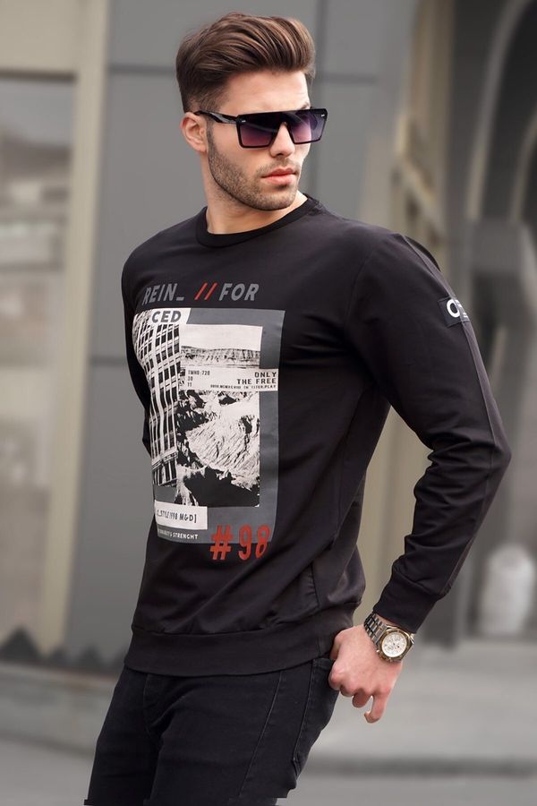Madmext Madmext Black Printed Men's Sweatshirt 2197