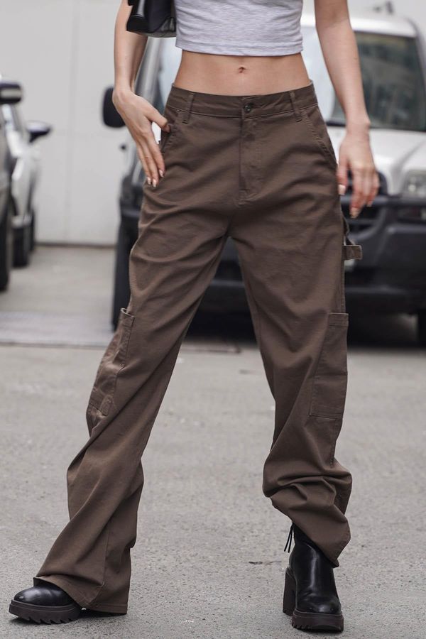 Madmext Madmext Brown Straight Fit Cargo Pants