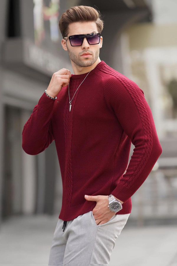 Madmext Madmext Burgundy Knitwear Patterned Men's Sweater 6836