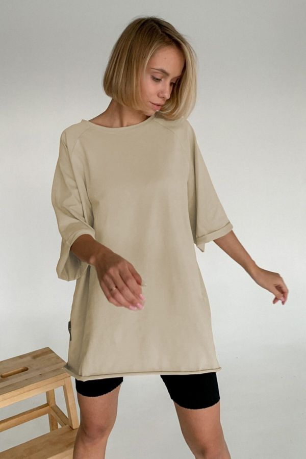 Madmext Madmext Camel Oversize Women's Basic T-Shirt