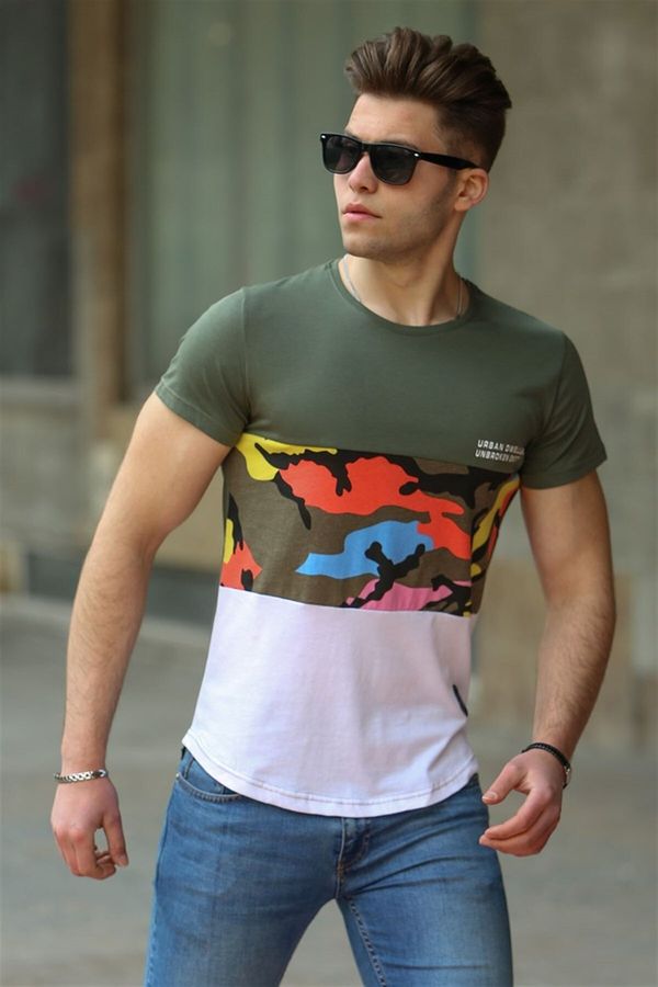 Madmext Madmext Camouflage Patterned Khaki T-Shirt 3003