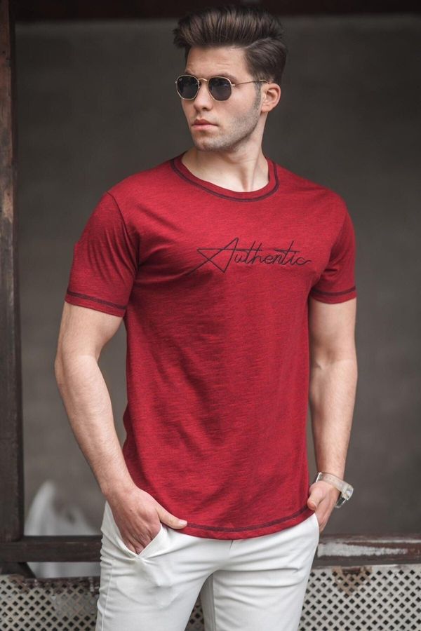 Madmext Madmext Claret Red Men's Printed T-Shirt 5274