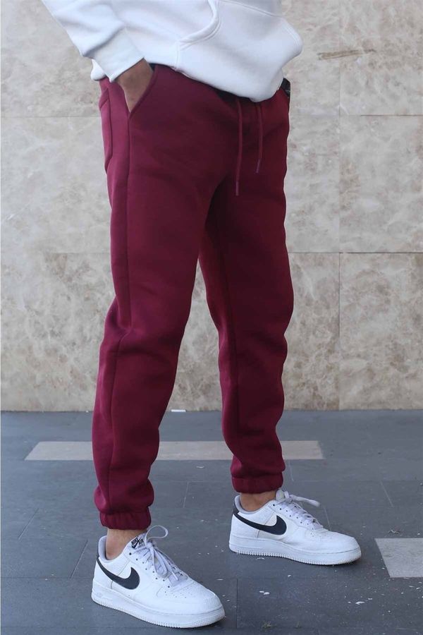 Madmext Madmext Claret Red Racked Basic Men's Sweatpants 5482