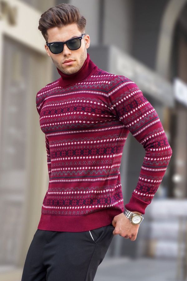 Madmext Madmext Claret Red Turtleneck Knitwear Sweater 5170