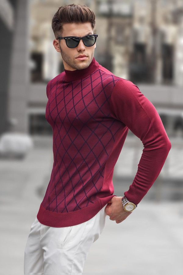 Madmext Madmext Claret Red Turtleneck Knitwear Sweater 5785