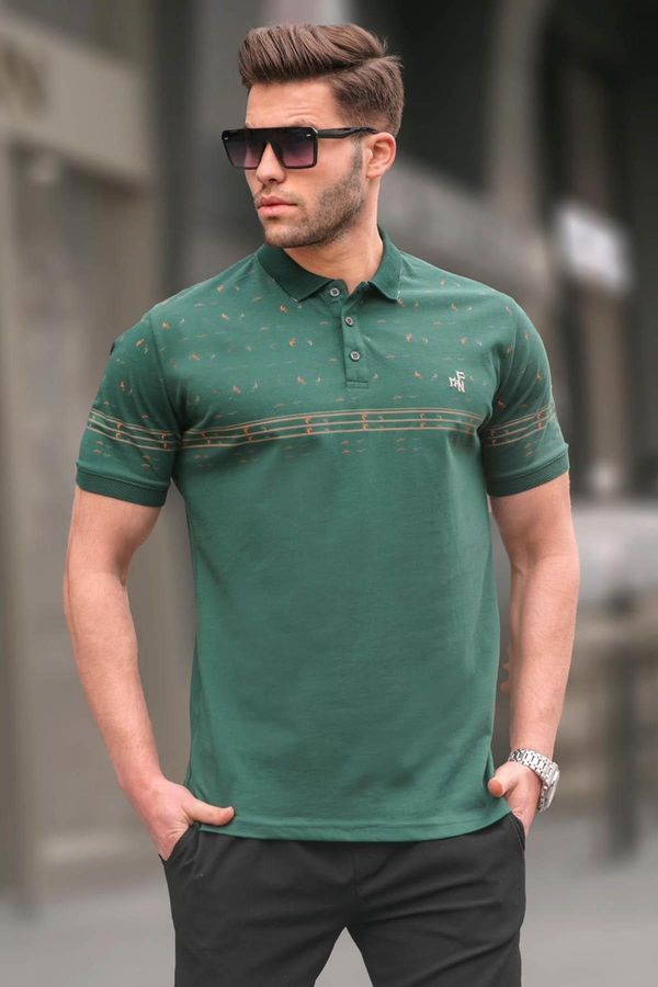 Madmext Madmext Dark Green Men's Polo Neck T-Shirt 6077