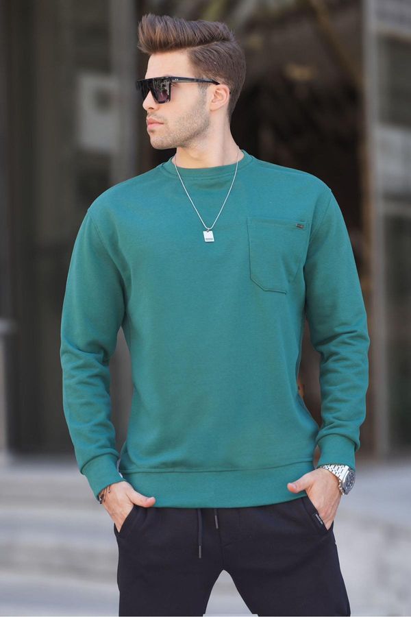 Madmext Madmext Dark Green Regular Fit Basic Sweatshirt 6136