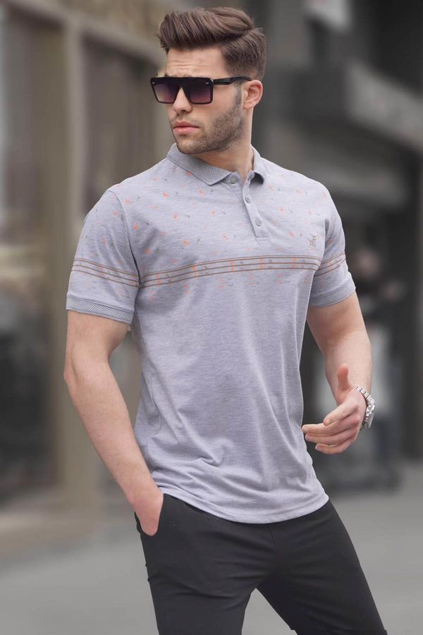 Madmext Madmext Gray Men's Polo Neck T-Shirt 6077