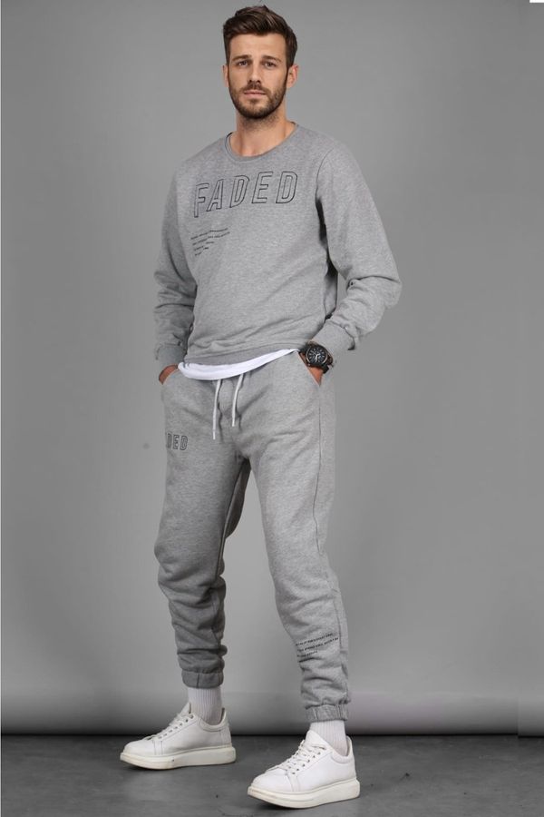 Madmext Madmext Gray Printed Men's Tracksuit Set 4679