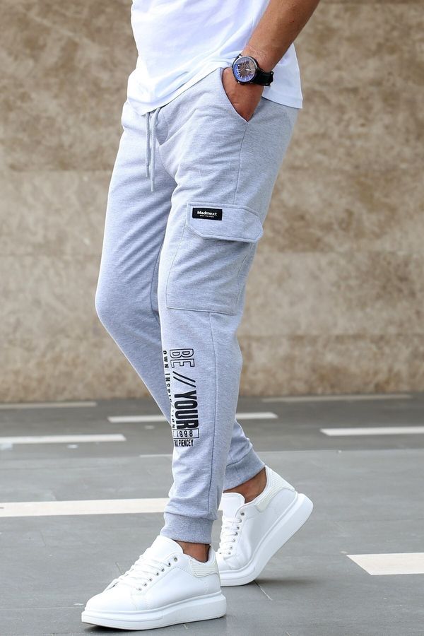 Madmext Madmext Gray Printed Tracksuit 4079