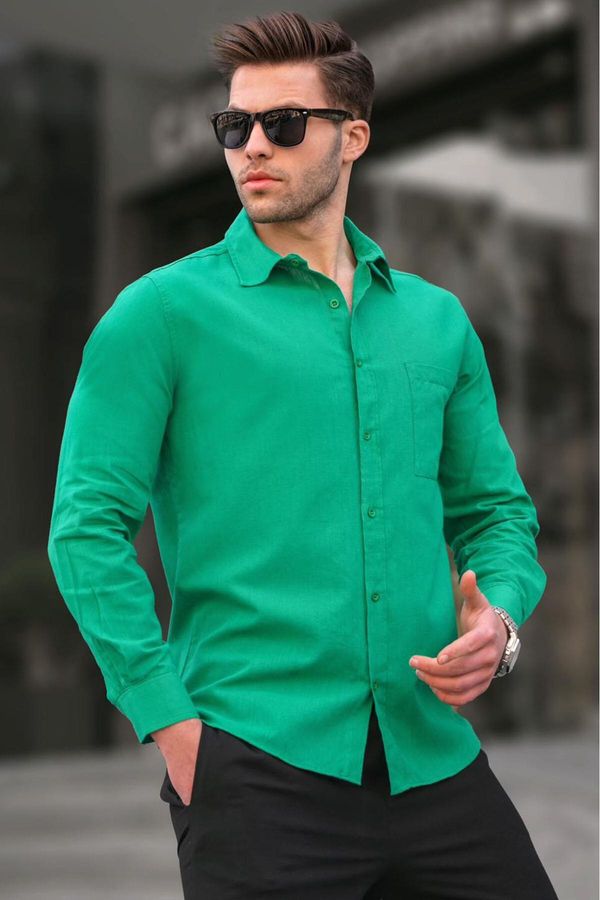 Madmext Madmext Green Regular Fit Men's Shirt 5592