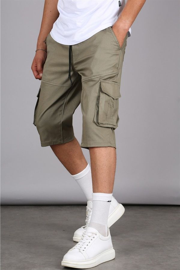 Madmext Madmext Khaki Basic Cargo Pocket Men's Capri Shorts 5473