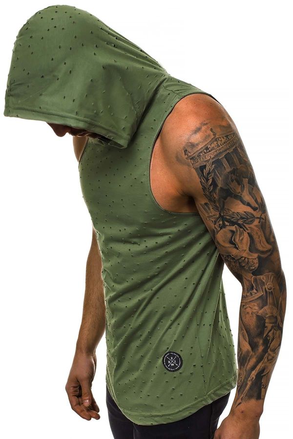Madmext Madmext Khaki Green Singlet with a hoodie 2893