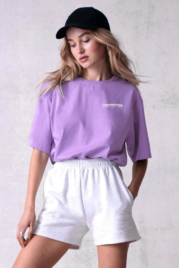 Madmext Madmext Mad Girls Lilac Print T-Shirt