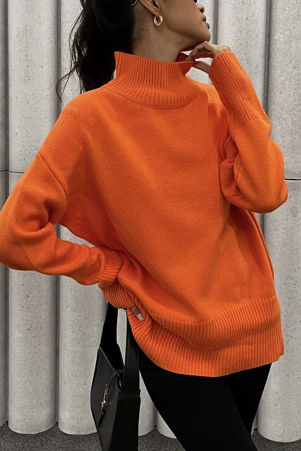 Madmext Madmext Mad Girls Orange Turtleneck Sweater