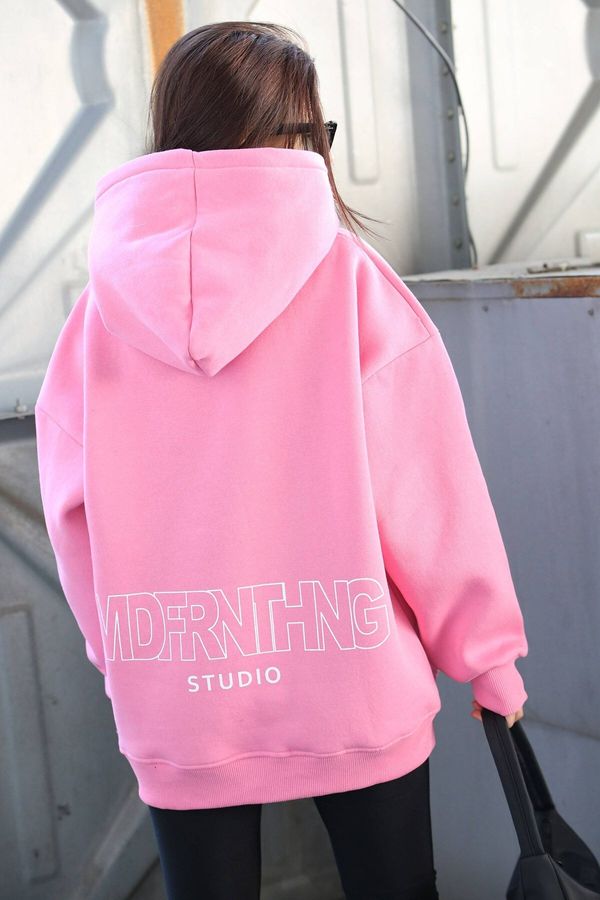 Madmext Madmext Mad Girls Pink Printed Oversized Sweatshirt