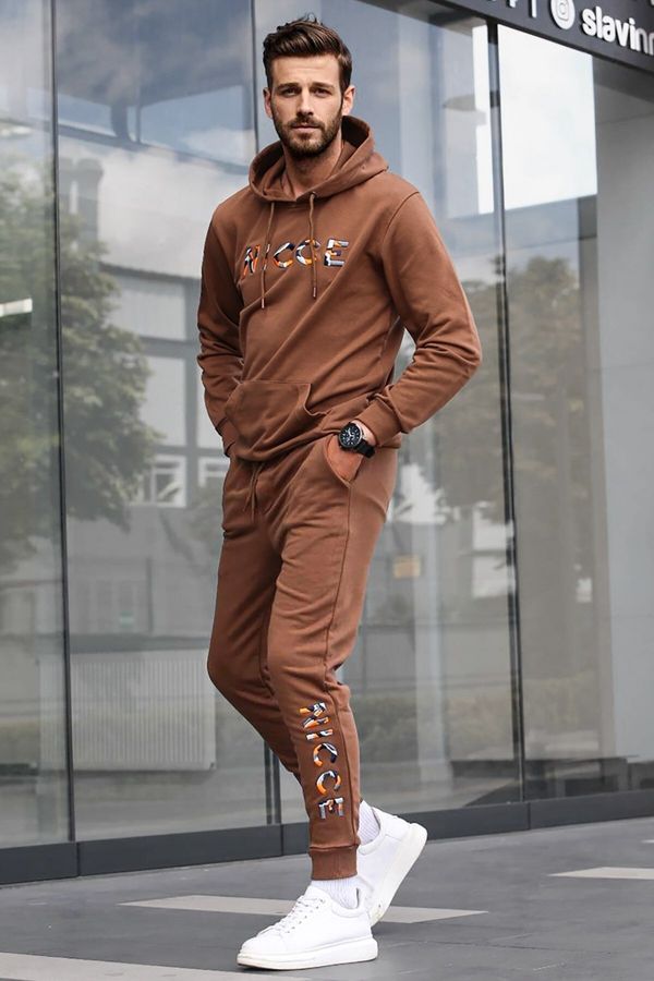 Madmext Madmext Men's Brown Printed Tracksuit 5298
