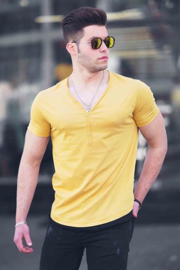 Madmext Madmext Men's Buttoned Yellow T-Shirt 4490