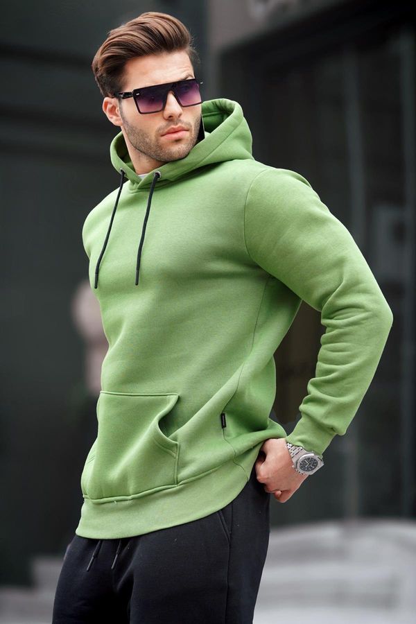Madmext Madmext Men's Green Hooded Sweatshirt 5339