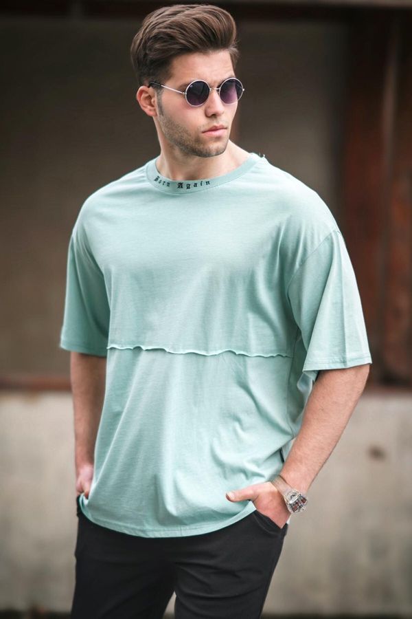 Madmext Madmext Men's Green Oversize Printed T-Shirt 5250