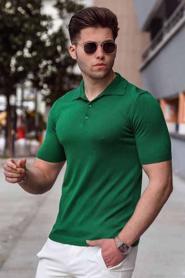 Madmext Madmext Men's Green Polo Neck Knitwear T-Shirt 5078