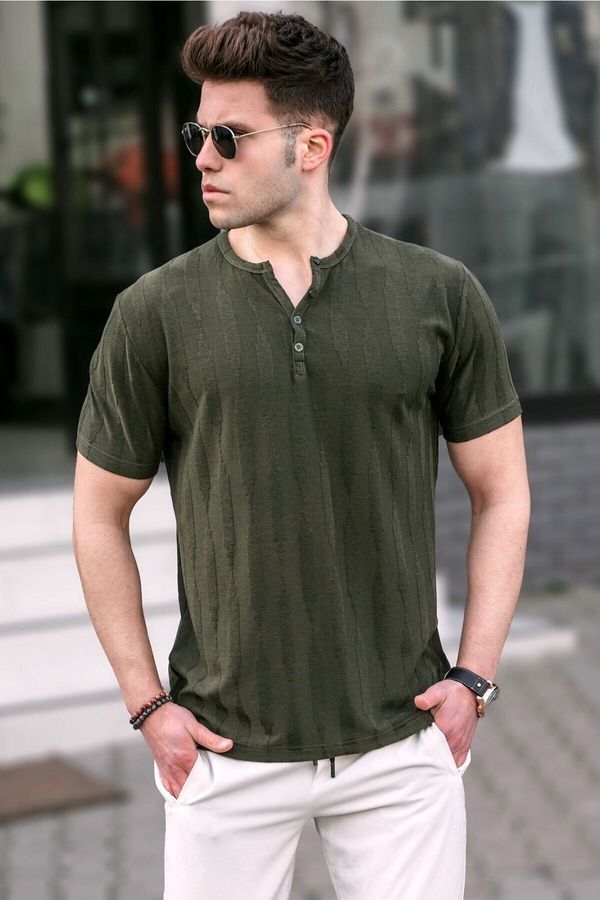 Madmext Madmext Men's Khaki Button-Up T-Shirt 5831