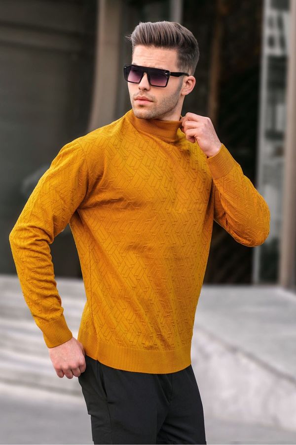 Madmext Madmext Men's Light Mustard Turtleneck Knitwear Sweater 6301