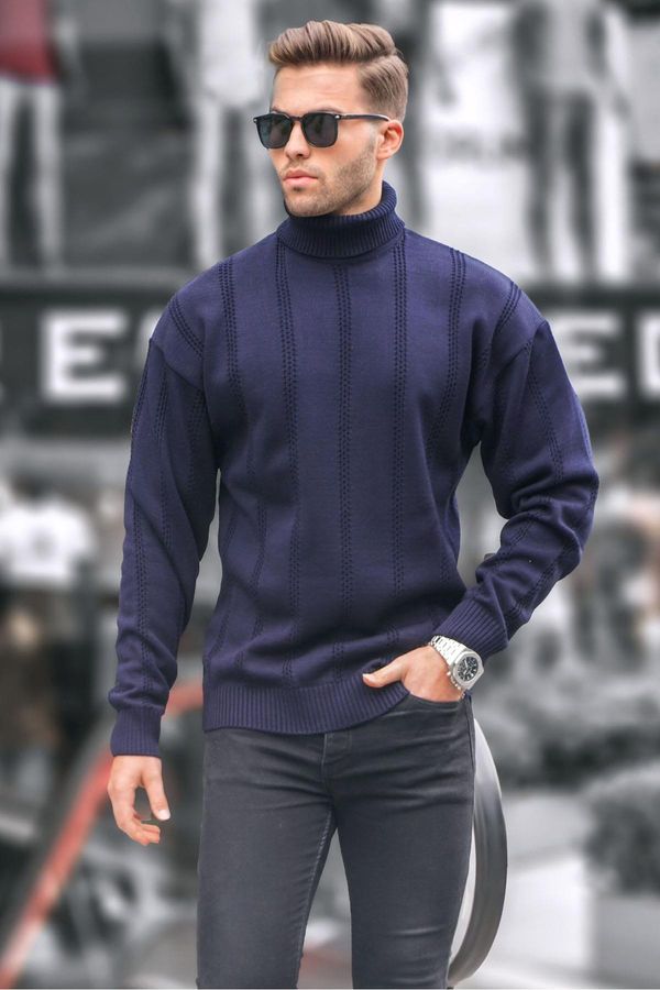 Madmext Madmext Men's Navy Blue Turtleneck Regular Fit Sweater 6834