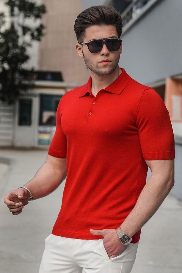 Madmext Madmext Men's Red Polo Neck Knitwear T-Shirt 5078