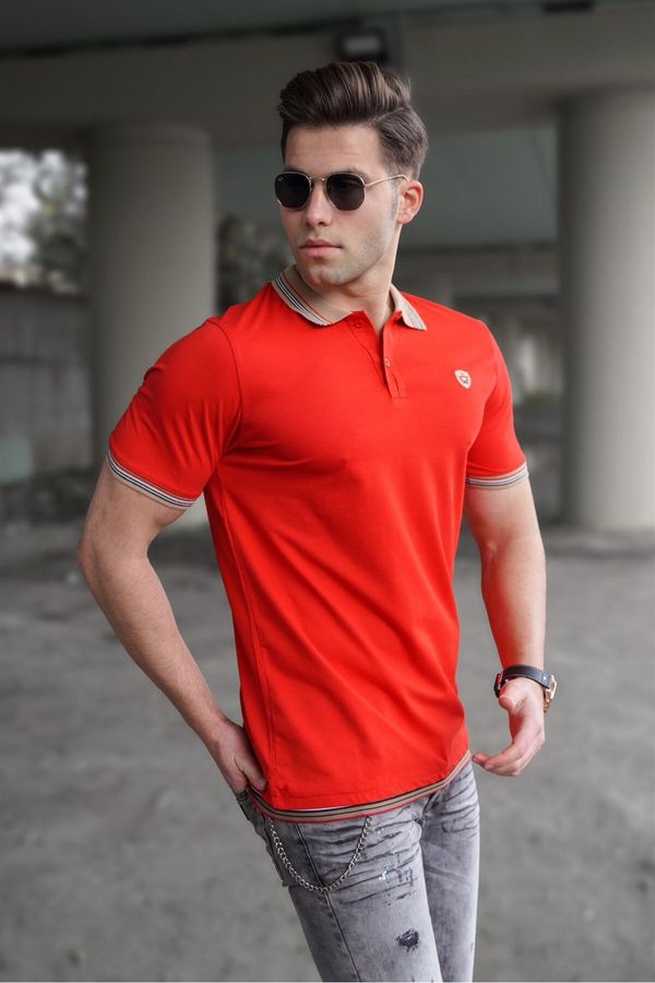 Madmext Madmext Men's Red Polo Neck T-Shirt 5116