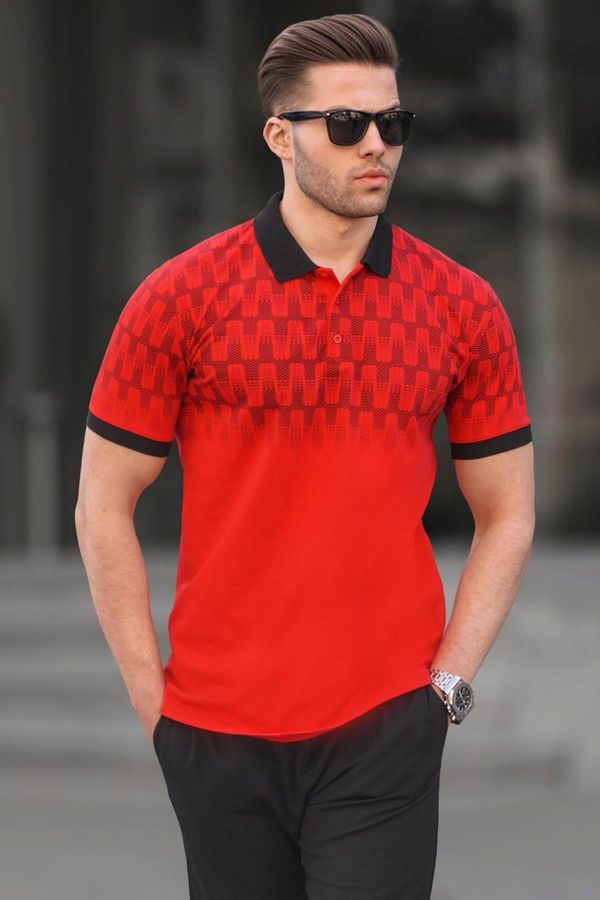 Madmext Madmext Men's Red Slim Fit Patterned Polo T-Shirt 6109