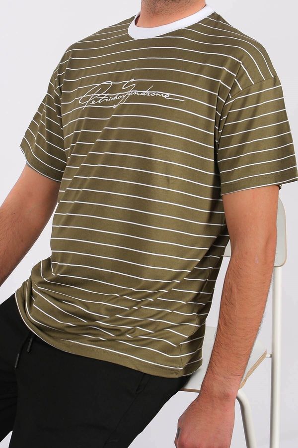 Madmext Madmext Men's Striped Khaki T-Shirt 5801