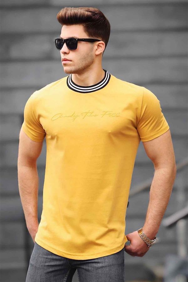 Madmext Madmext Men's Yellow Embroidery Printed T-Shirt 4486