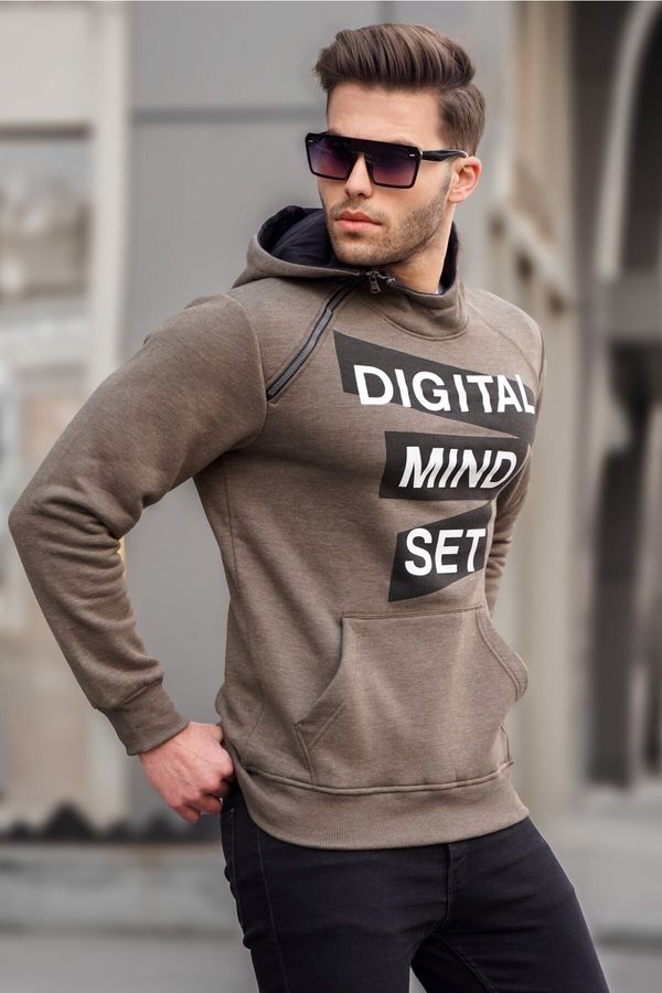 Madmext Madmext Mink Men's Sweatshirt with Zipper Detail 2222