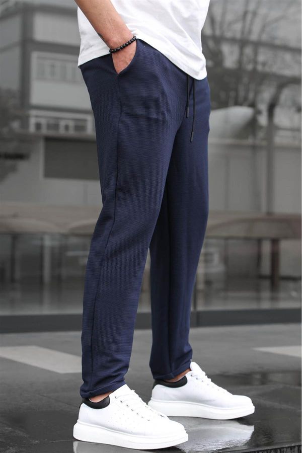 Madmext Madmext Navy Blue Basic Waffle Fabric Men's Trousers 6509