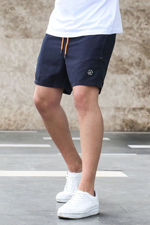 Madmext Madmext Navy Blue Marine Shorts with Crest Detailed 2944