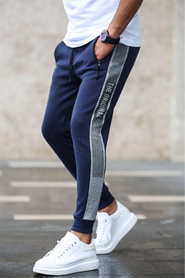 Madmext Madmext Navy Blue Tracksuit with Side Stripes 4218