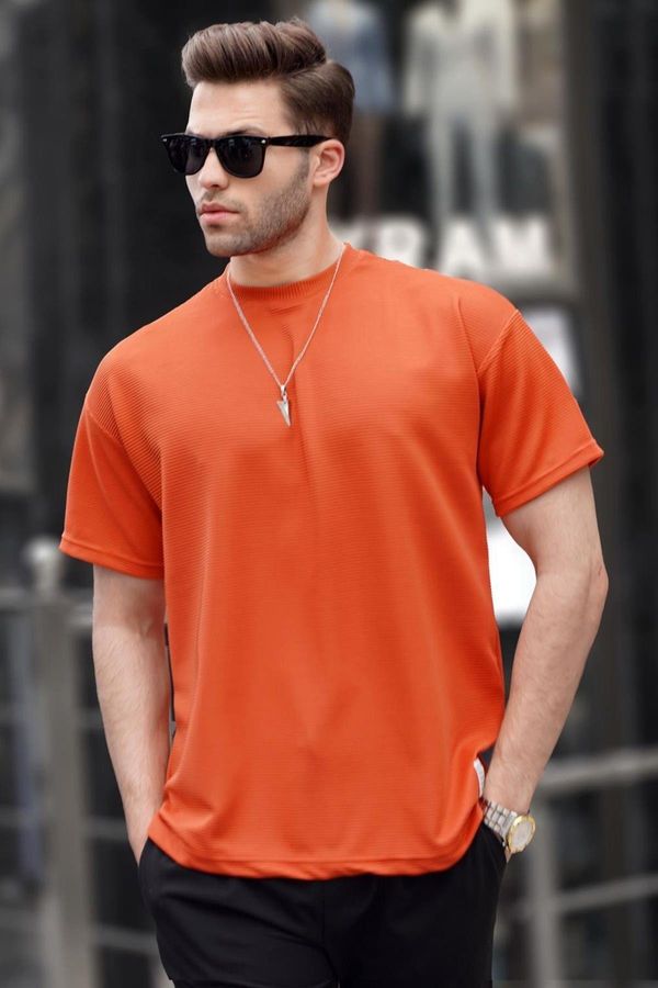 Madmext Madmext Orange Oversize Basic Men's T-Shirt 6127