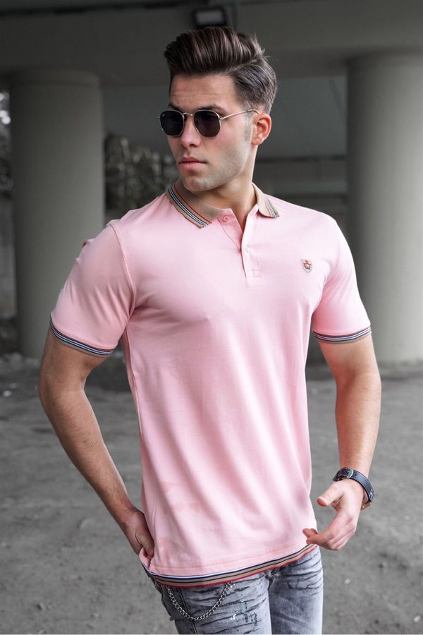 Madmext Madmext Pink Men's Polo Neck T-Shirt 5116