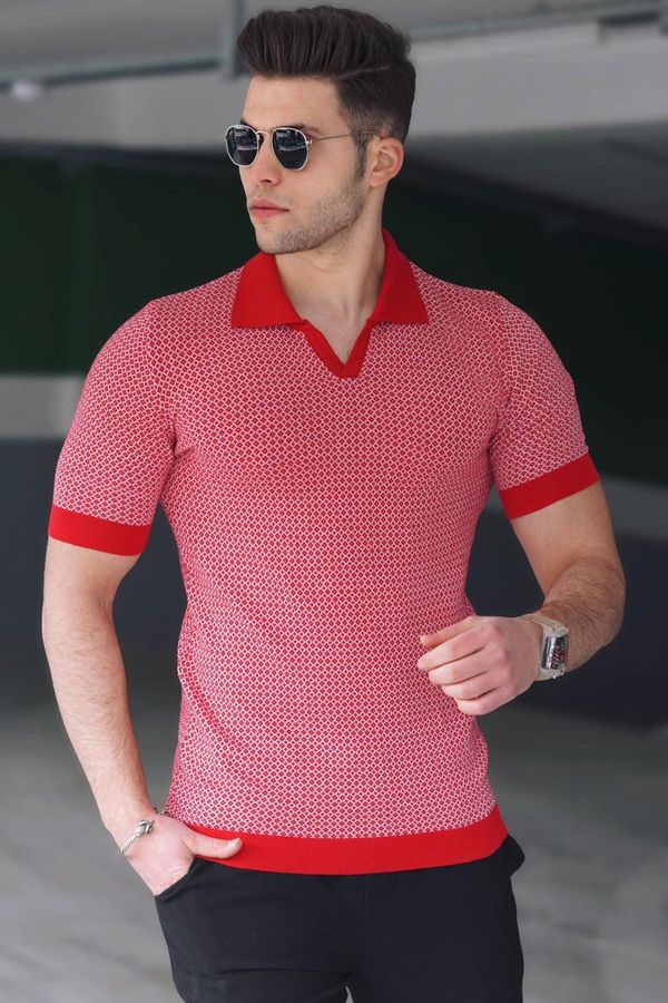 Madmext Madmext Red Polo-Collar Men's T-Shirt 5077