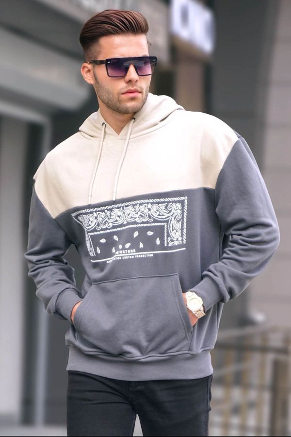 Madmext Madmext Smoked Hooded Patterned Sweatshirt 6022