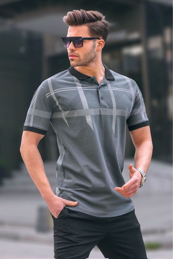 Madmext Madmext Smoky Patterned Polo Neck Men's T-Shirt 6080