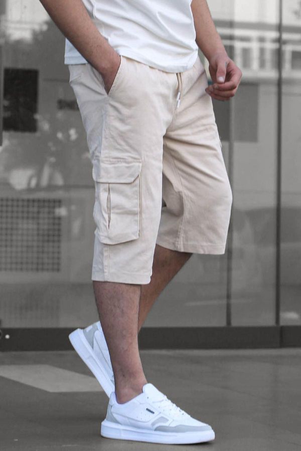 Madmext Madmext Stone Color Cargo Pocket Capri Men's Trousers 6331