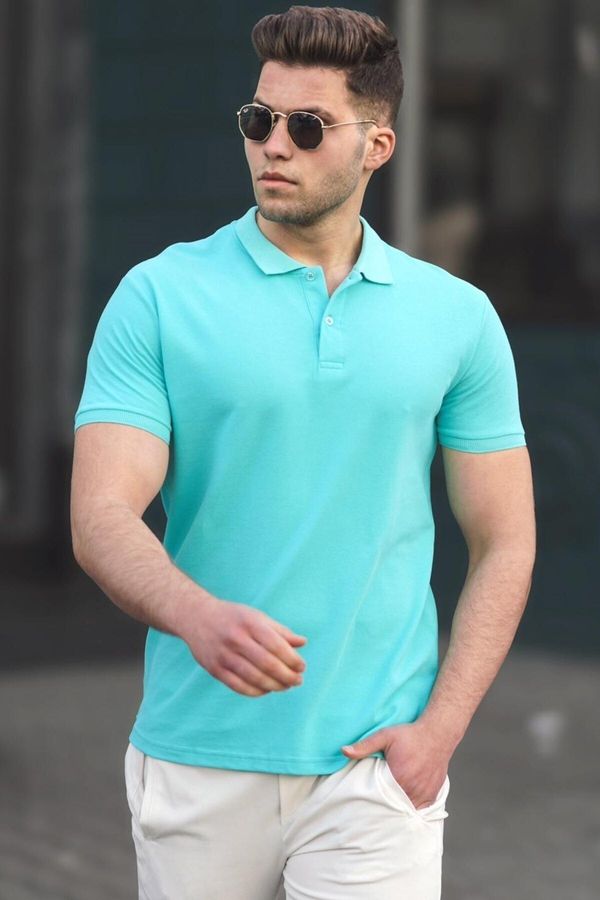 Madmext Madmext Turquoise Basic Polo Neck Men's T-Shirt 5101