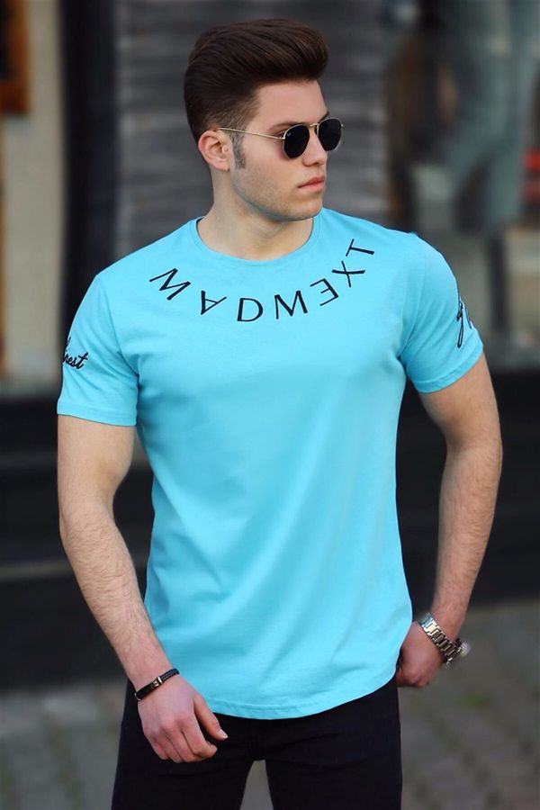 Madmext Madmext Turquoise Embroidery Men's T-Shirt 4512