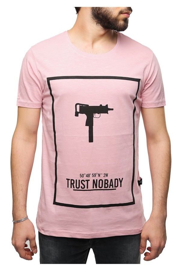 Madmext Madmext Uzi Printed Pink T-Shirt 2533