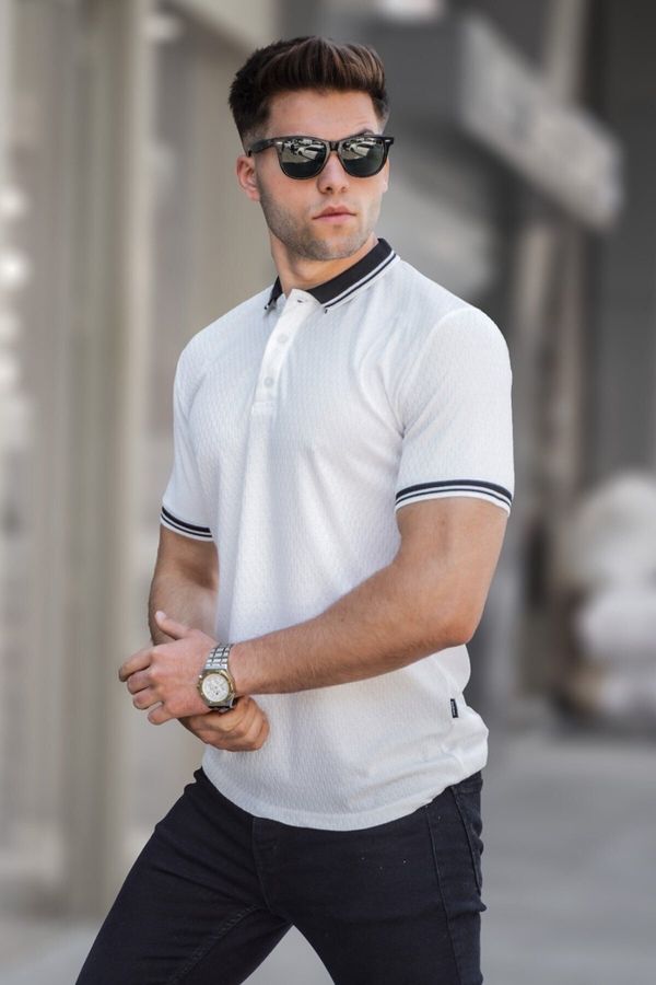 Madmext Madmext White Basic Polo Neck T-Shirt 5893