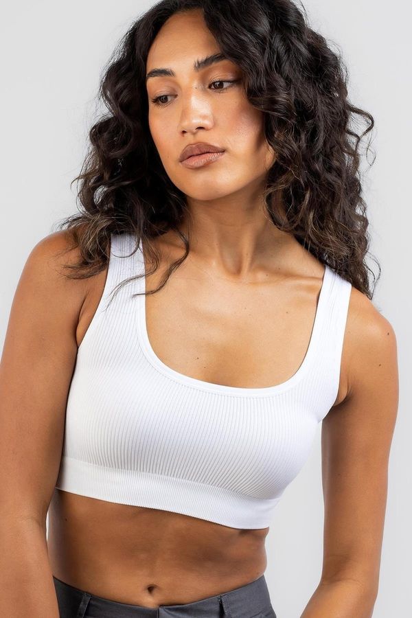 Madmext Madmext White Halter Basic Crop Top Blouse